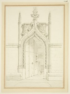 St Mary Redcliffe Vestry Room bejárata, 1812 körül (ceruza és akvarell papíron) alkotó: George Shepherd