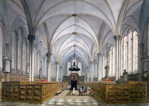 A Temple Church belső képe, London, 1811. alkotó: George Shepherd