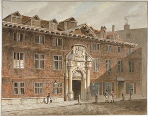 A Blackwell Hall nyugati frontja, King Street, London City, 1811. alkotó: George Shepherd