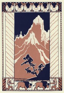 Azon az éjszakán, amikor az egész falu aludt, a fiú a hegy lábához ment (színes litho) alkotó: George Sheringham