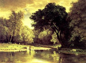 Halász a patakban alkotó: George Snr. Inness