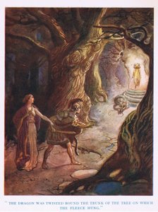 Az aranygyapjú: A sárkányt a fa törzse köré csavarták, amelyen a gyapjú lógott.