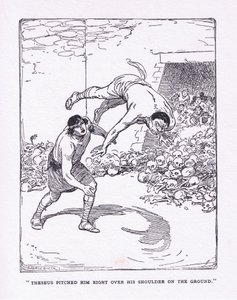 A tenger a válla fölött a földre sodorta, a George Allen és Unwin által 1929-ben kiadott The Heroes-ból. alkotó: George Soper