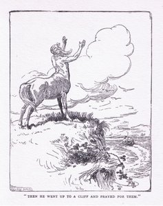 Aztán felment a sziklán, és imádkozott értük, a The Heroes-ból, amelyet George Allen és Unwin 1929 (litho) adott ki. alkotó: George Soper
