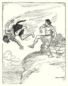 Thészeusz: "A sziklán át a tengerbe rúgta" (litho) alkotó: George Soper