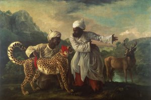 Gepárd és szarvas két indiánnal, 1765 körül (olaj, vászon) alkotó: George Stubbs