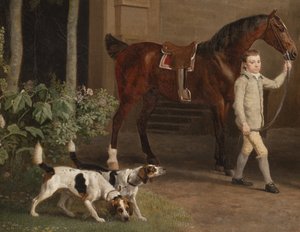 Részlet William Henry Cavendish Bentincktől, Portland 3. hercegétől a Welbeck Abbey Riding Stables előtt, 1766-7 alkotó: George Stubbs