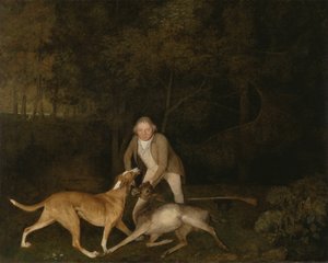Freeman, Clarendon grófjának vadőre, egy haldokló őzbakkal és kopóval. alkotó: George Stubbs