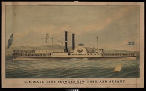 US Mail Line New York és Albany között naponta délután 5 órakor.... (litográfia, színes) alkotó: George T. (after) Sanford