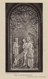 Az irgalmas szamaritánus (metszet) alkotó: George Tinworth