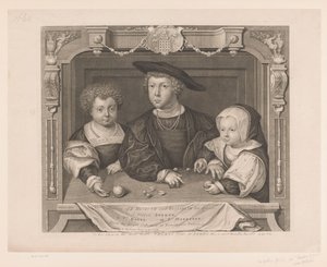 Portret van Dorothea, Johan és Christina van Denemarken VII. K. Henrik és Erzsébet királynő három gyermeke. I. Arthur herceg, II. Pr. Henrik, III. Ps. Margit (cím a tárgyon) Portretten van de Tudors (sorozat címe) Történelmi portrék (sorozat alkotó: George Vertue