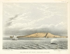 Szent Pál-sziget, Indiai-óceán (színes metszet) alkotó: George Victor Du Noyer