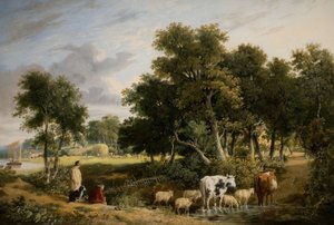 Táj – patakon átkelő szarvasmarha, 1831. alkotó: George Vincent