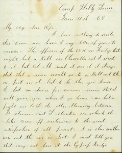 George Wyckoff levele, Camp Holly, Tennessee, Josephine -hez, 1863. június 11 -én alkotó: George W. Wyckoff