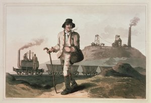 Blenkinsop mozdony a Leeds melletti Middleton kocsiban, metszett Robert és Daniel Havell, 1814