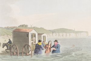 Tengeri fürdőzés a Bridlington-öbölben, George Walker "Yorkshire-i viseletek" című művéből. alkotó: George Walker