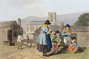 Wensleydale kötők, a "Yorkshire jelmeze"-ből, vésette Robert Havell (1769-1832) 1814