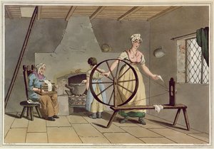 Woman Spinning, a "Yorkshire-i jelmez"-ből, metszett: Robert Havell (1769-1832), 1814