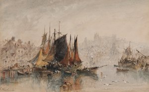 Whitby Harbour (tinta és WC papíron)