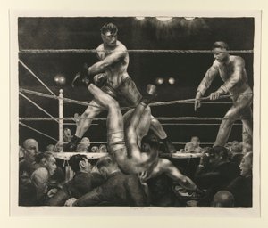 Dempsey és Firpo alkotó: George Wesley Bellows