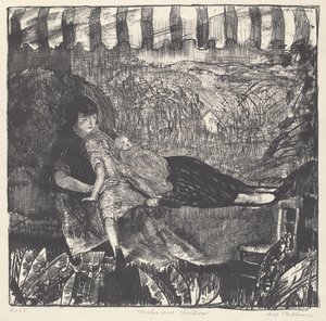 Anya és gyermekei, 1916. alkotó: George Wesley Bellows