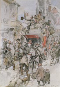 The Christmas Stagecoach (ceruza, wc és testszín) alkotó: George Wright