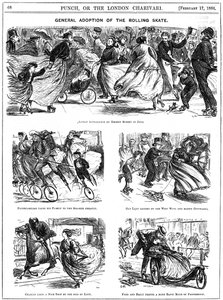 A görkorcsolya általános elfogadása. George du Maurier rajzfilmek a Punchból alkotó: George du Maurier