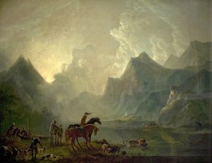 Llanberis-tó és Dolbadarn kastély, Észak-Wales, 1777