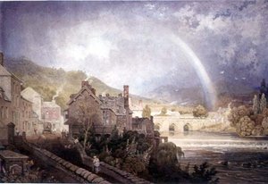 Llangollen faluja és hídja, Észak-Wales, szivárványeffektussal