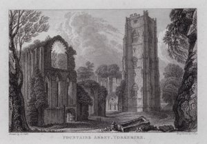 Fountains Abbey, Yorkshire (metszet) alkotó: George the Younger Cuitt