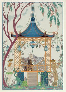Illusztráció a „Fetes Galantes”-hoz, Paul Verlaine (1844-96) 1928-ban megjelent (stencilnyomat)