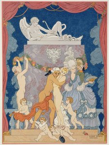Jelenet Pierre Choderlos de Laclos (1741-1803) „Les Liaisons Dangereuses” című művéből, amely az 1920-as években jelent meg (stencilnyomat)