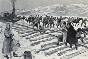 OROSZORSZÁG. A Bajkál-tó átkelése (metszet) alkotó: Georges (after) Conrad