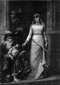 Blanche de Castille, Franciaország királynője (1188-1252), beceneve a szegények szerelme” (1879). Metszet Georges Moreau de Tours (1848-1901) festménye nyomán a „The Illustrous World” 1267. július 9-én. alkotó: Georges (after) Moreau de Tours