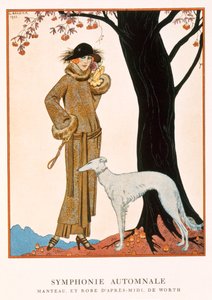 Autumnal Symphony, Worth délutáni kabátja és ruha, a „Gazette de Bon Ton” No.9-ből alkotó: Georges Barbier