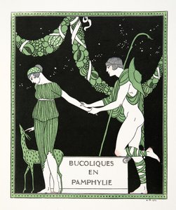 Bucoloques en Pamphylie, illusztráció a Les Chansons de Bilitisből, Pierre Louys, pub. 1922 (sablonnyomat) alkotó: Georges Barbier