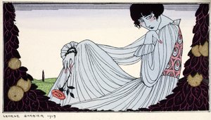 Contemplation 1919 (stencil-nyomat) alkotó: Georges Barbier