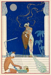 Egyiptom. Egyiptomi személyiség és zenész. alkotó: Georges Barbier
