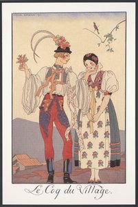 Falbalas és Fanfreluches, Almanach 1922-re, Le coq du village, George Barbier, nyomtatás alkotó: Georges Barbier