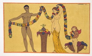 Illusztráció a Les Chansons de Bilitisből, Pierre Louys, pub. 1922 (sablonnyomat) alkotó: Georges Barbier