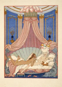 Illusztráció Pierre Choderlos de Laclos (1741-1803) „Les Liaisons Dangereuses” című kocsmából. 1934 (sablonnyomat) alkotó: Georges Barbier