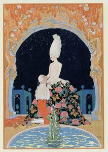 A barlangban, Paul Verlaine (1844-96) „Fetes Galantes” című illusztrációja, 1928 (pochoir print)