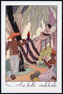 La Belle Indolente, George Barbier (1882-1932) litográfiája, Falbalas et Fanfreluches, Almanach des Modes Presentes, Passees et Futures, Franciaország, 20. század alkotó: Georges Barbier