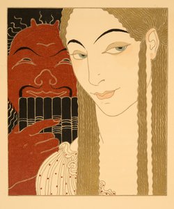 A levél, illusztráció a Les Chansons de Bilitisből, Pierre Louys, pub. 1922 (sablonnyomat) alkotó: Georges Barbier