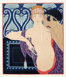 Mnasidika három szépsége, illusztráció a Les Chansons de Bilitisből, Pierre Louys, pub. 1922 (sablonnyomat) alkotó: Georges Barbier