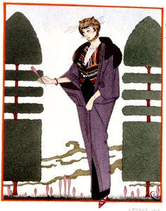 Mme Paquin utazókabátja, 1914-es metszet alkotó: Georges Barbier