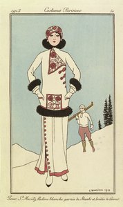 St. Moritznak, tányér a "Costumes Parisiens"-ből alkotó: Georges Barbier
