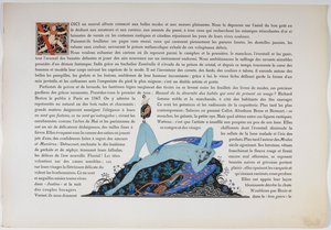 Szöveg és egy meztelen figura, kék színű. alkotó: Georges Barbier