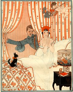 A nem tervezett visszatérés… Vagy az ébresztőóra – a la Vie Parisienne illusztrációja alkotó: Georges Barbier