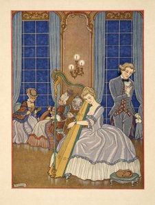 Valmont elcsábítja áldozatát, illusztrációja Pierre Chodlerlos de Laclos (1741-1803) kocsma „Les Liaisons Dangereuses” című művéből. 1934 (sablonnyomat) alkotó: Georges Barbier